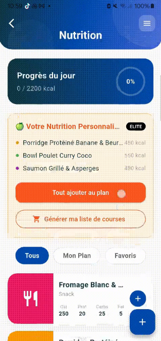 Interface nutrition FitLab